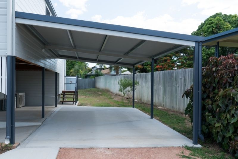 A photo of a steel carport